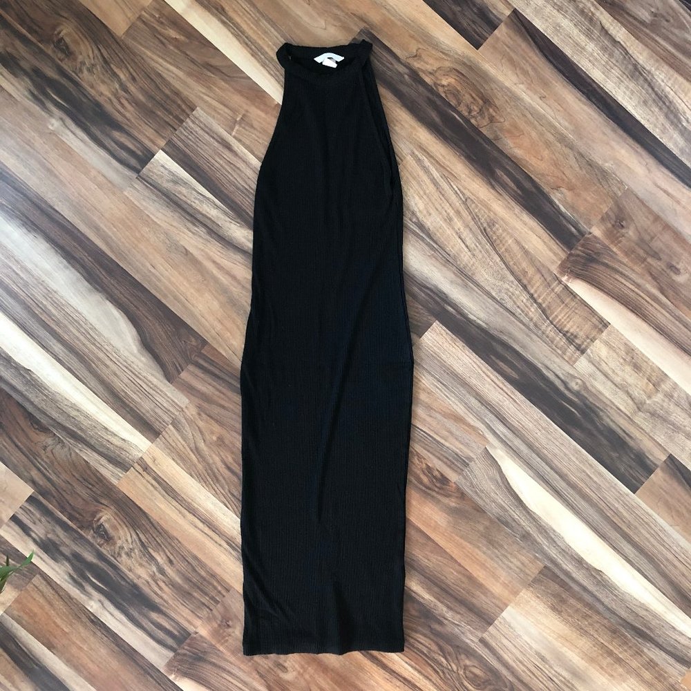 H&M size 4 black bodycon high-neck midi-dress